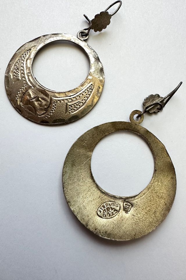 Vintage Stamped Silver Mod Circle Earrings Selected by Grievous Angel Vintage #2