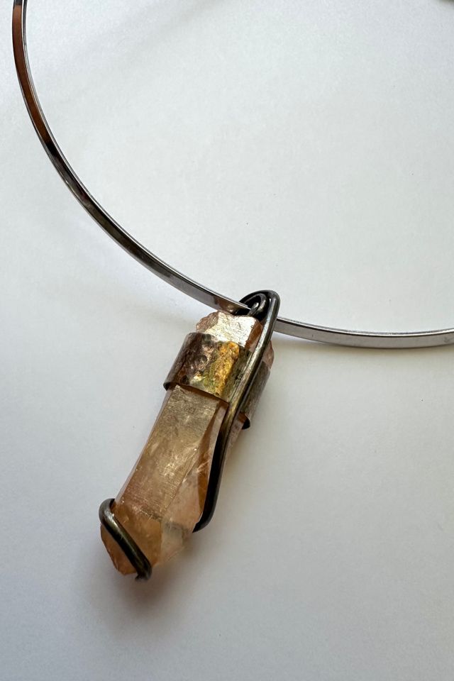 Vintage Raw Quartz Pendant Choker Necklace Selected by Grievous Angel Vintage #1