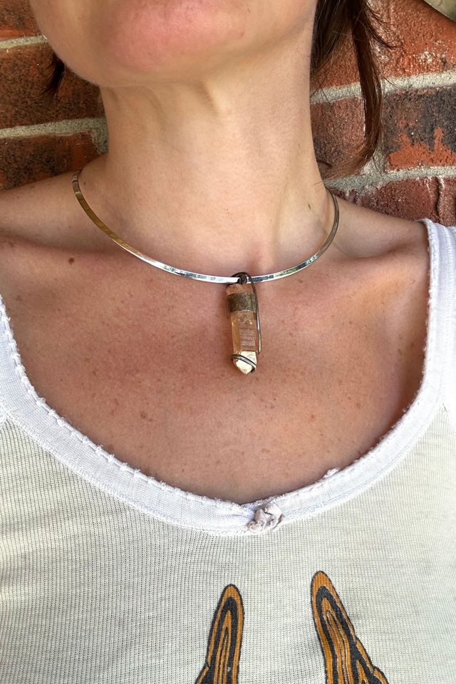 Vintage Raw Quartz Pendant Choker Necklace Selected by Grievous Angel Vintage #2