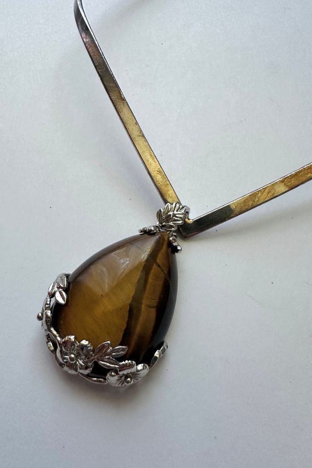 Vintage Tigers Eye Pendant Choker Necklace Selected by Grievous Angel Vintage #1