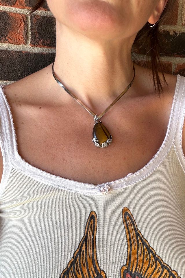 Vintage Tigers Eye Pendant Choker Necklace Selected by Grievous Angel Vintage #2