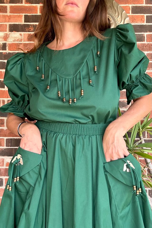 Vintage 1970s Green Square Dancing Set Selected by Grievous Angel Vintage #1