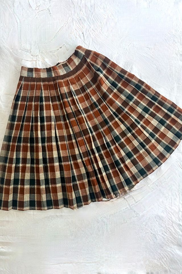 Vintage Handmade Wool Plaid Pleated Skirt Selected by Grievous Angel Vintage #1