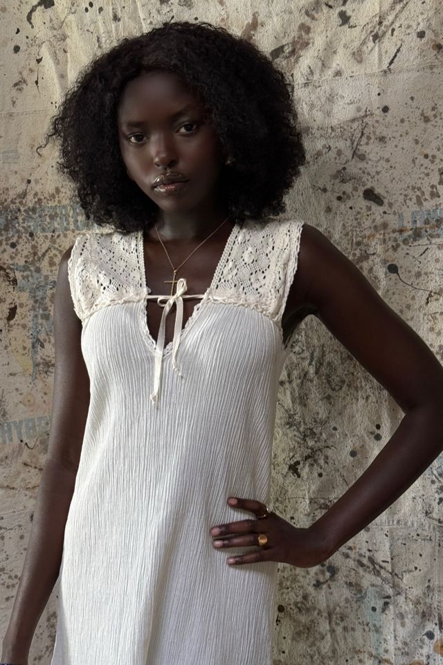 Vintage 1970s Crochet Gauze Cloth Midi Dress Selected By Afterlife Boutique #3