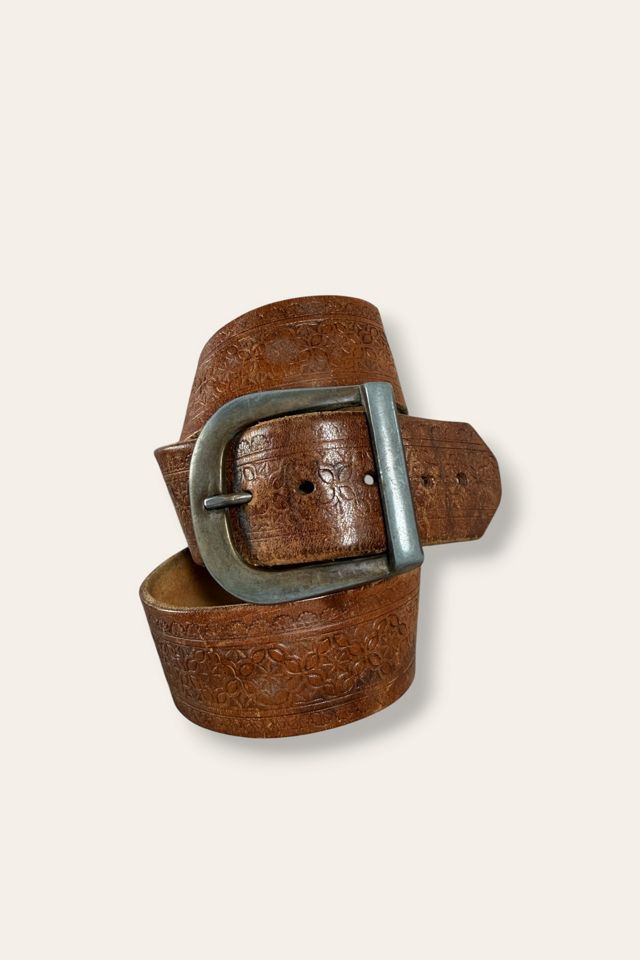 Vintage 1970's Tooled Distressed Leather Belt Selected By Afterlife Boutique #3