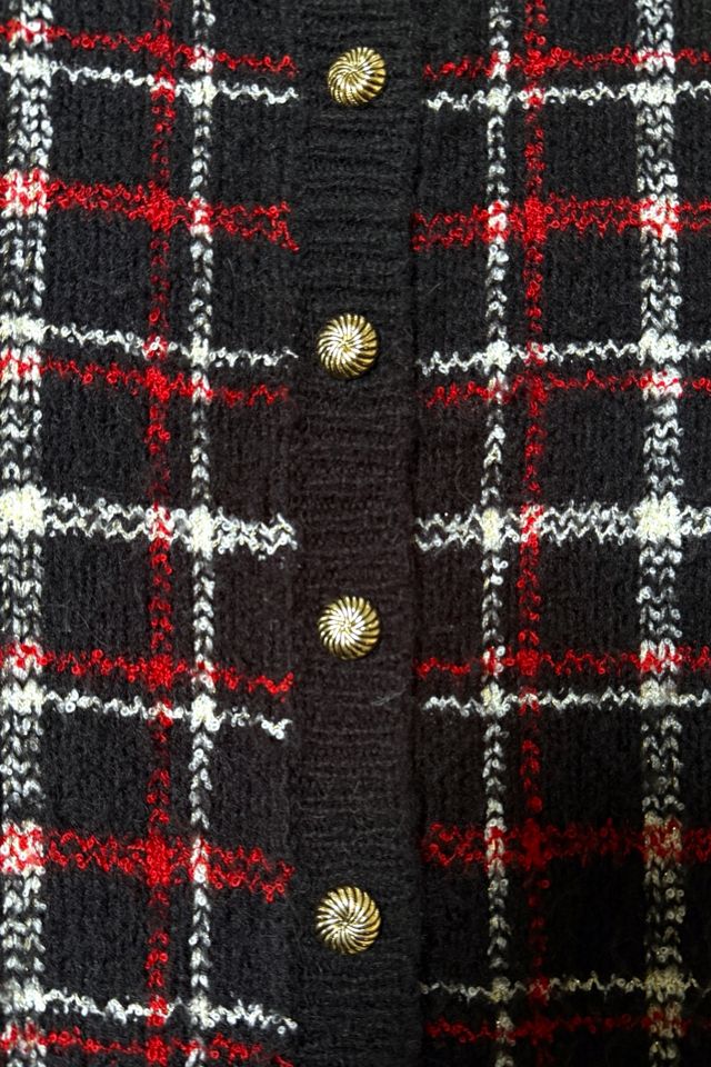 Y2K Plaid Fuzzy Cardigan Sweater Selected By Afterlife Boutique #3