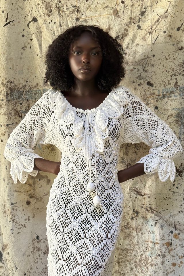 Vintage 1970's Crochet Tiered Maxi Dress Selected By Afterlife Boutique #1