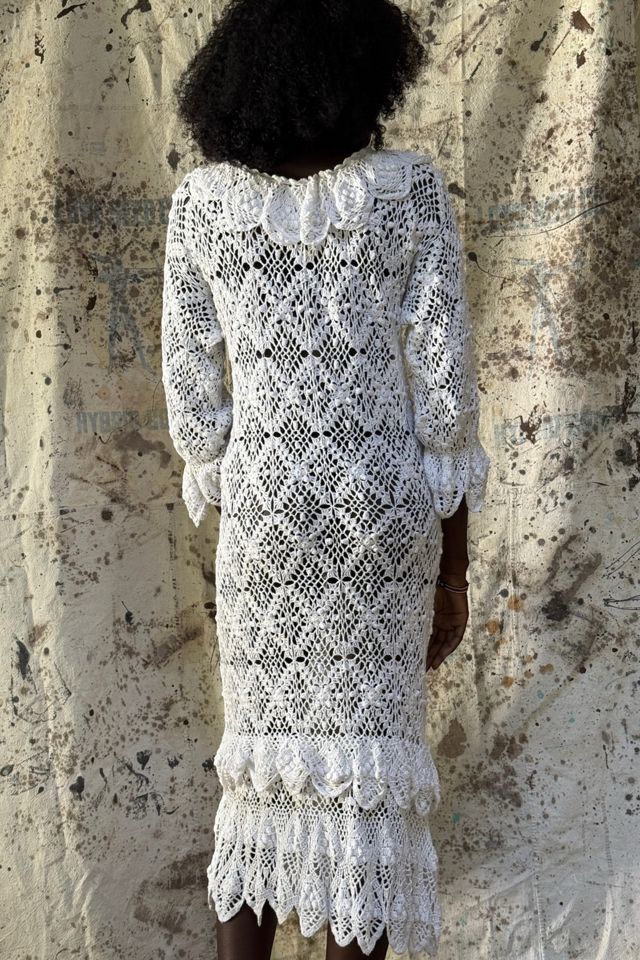 Vintage 1970's Crochet Tiered Maxi Dress Selected By Afterlife Boutique #2