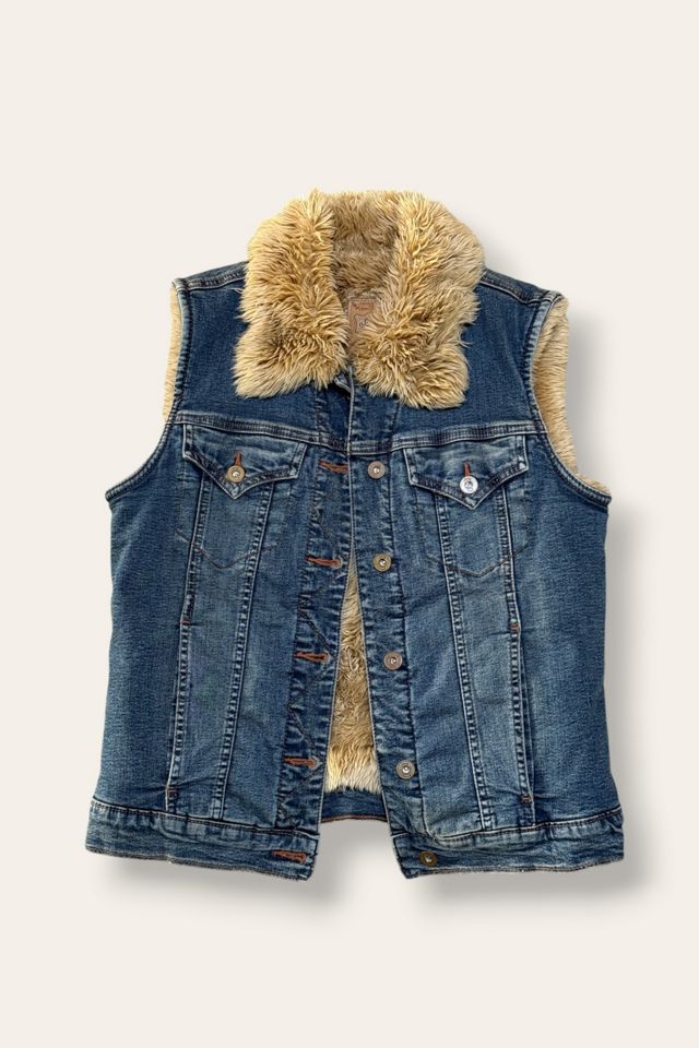 Y2K Denim Faux Fur Lined Vest Selected By Afterlife Boutique #2