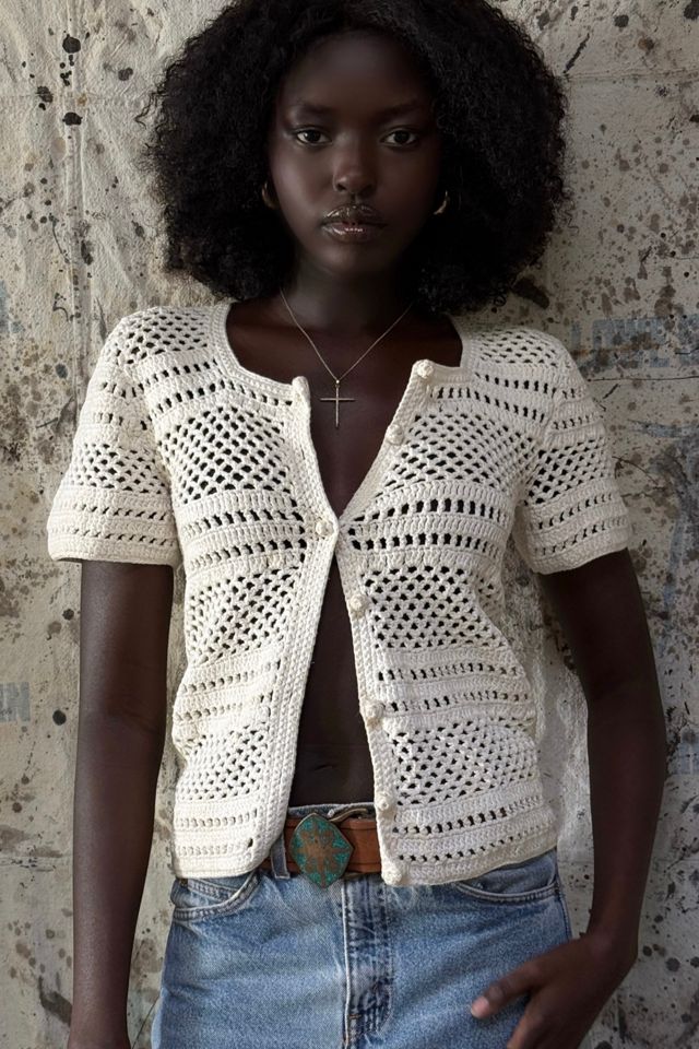Vintage 1970s Chunky Knit Crochet Top Selected By Afterlife Boutique #1