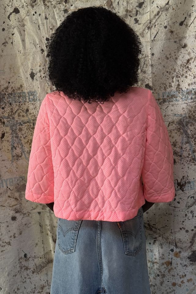 Vintage 1960s Quilted Checkered Bed Jacket Selected By Afterlife Boutique #3