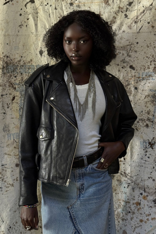 Vintage 1990's Cropped Leather Moto Jacket Selected By Afterlife Boutique