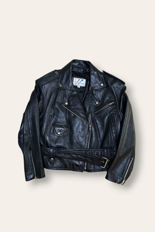 Vintage 1990's Cropped Leather Moto Jacket Selected By Afterlife Boutique #1