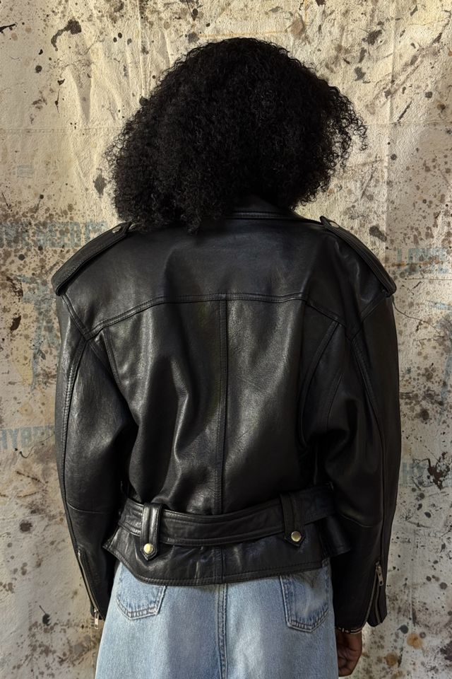Vintage 1990's Cropped Leather Moto Jacket Selected By Afterlife Boutique #2