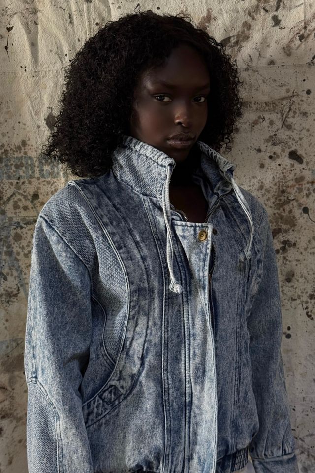 Vintage 1980s Denim Bomber Jacket Selected By Afterlife Boutique #1