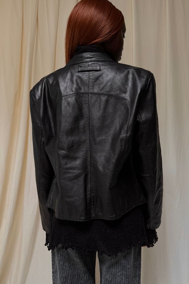 Y2K Leather Cafe Racer Moto Jacket Selected By Afterlife Boutique #2