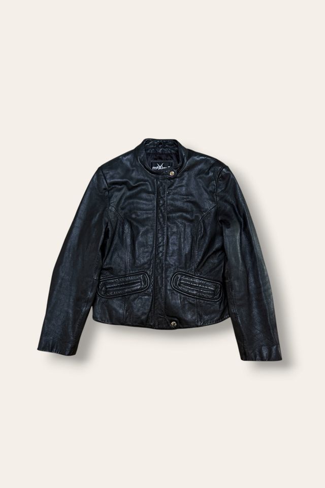 Y2K Leather Cafe Racer Moto Jacket Selected By Afterlife Boutique #3