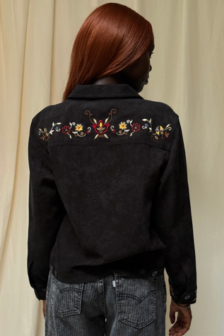 Y2K Faux Suede Embroidered Top Selected By Afterlife Boutique