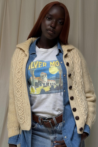 Vintage 1980s Wool Fisherman Cardigan Sweater Selected By Afterlife Boutique