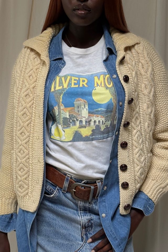 Vintage 1980s Wool Fisherman Cardigan Sweater Selected By Afterlife Boutique #1