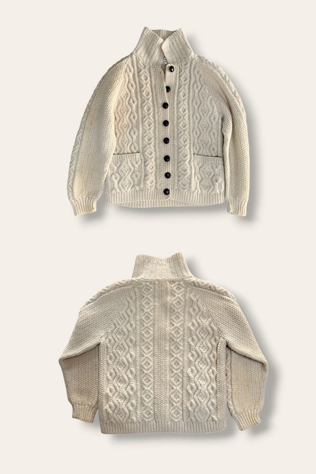 Vintage 1980s Wool Fisherman Cardigan Sweater Selected By Afterlife Boutique #3