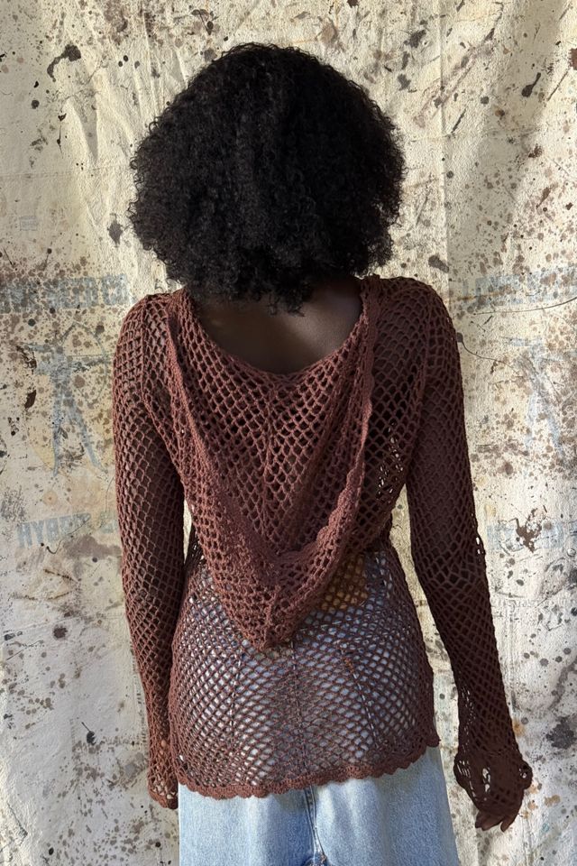 Y2K Hooded Knit Mesh Sweater Selected By Afterlife Boutique #1