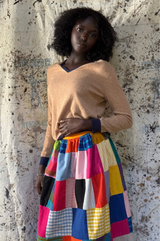 Vintage 1970s Cotton Patchwork Skirt Selected By Afterlife Boutique