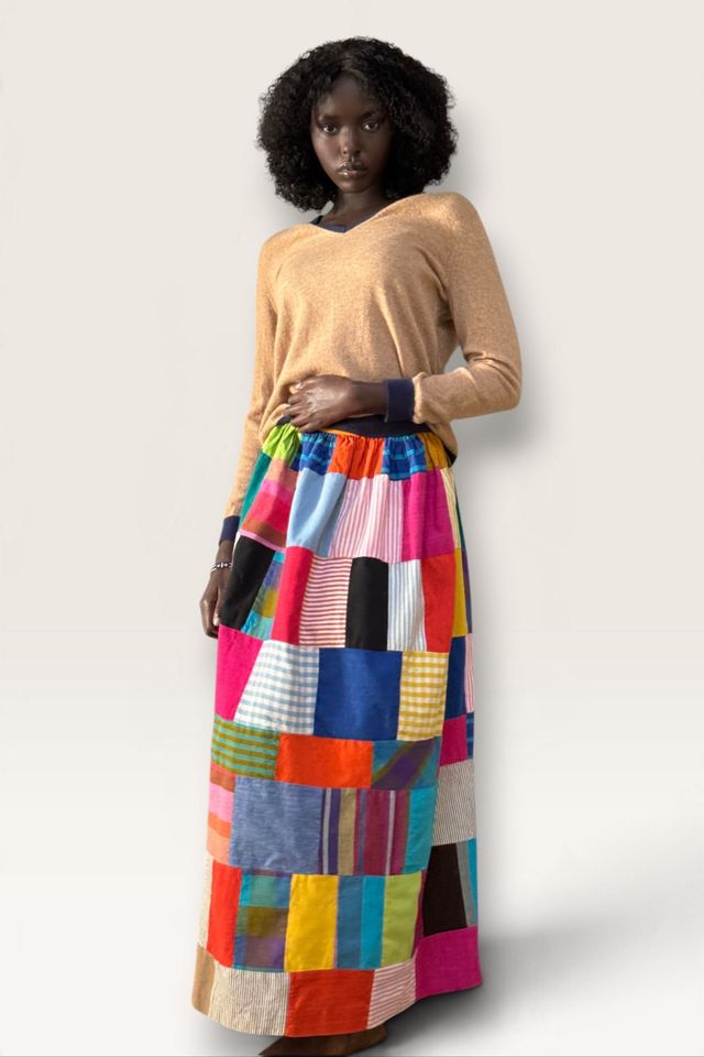 Vintage 1970s Cotton Patchwork Skirt Selected By Afterlife Boutique #3