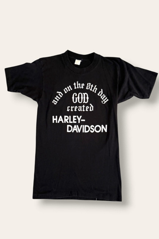 Vintage 1980S Harley Davidson "8th Day God CreatedHarley"  T-Shirt Selected By Afterlife Boutique