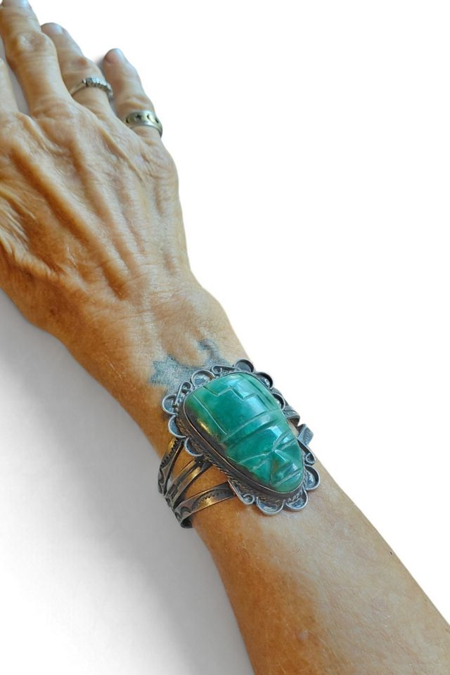 Vintage Carved Onyx Sterling Cuff Selected by Garbage Soup #1