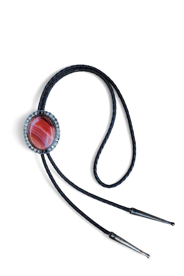 Vintage Banded Agate and Sterling Bolo Tie Selected by Garbage Soup #1