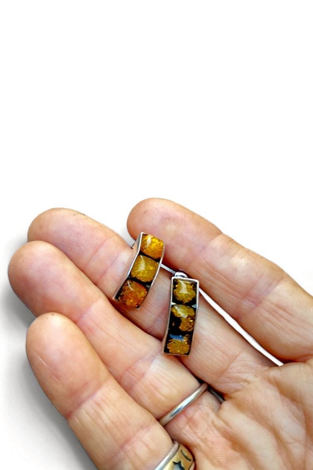 Amber Vintage Sterling Silver Earrings Selected by Garbage Soup #1
