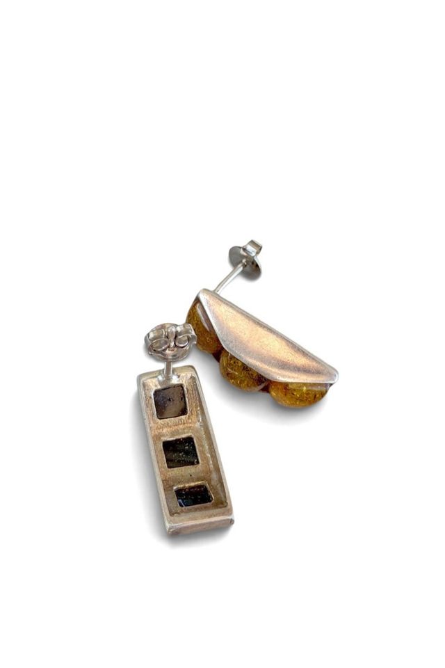 Amber Vintage Sterling Silver Earrings Selected by Garbage Soup #2