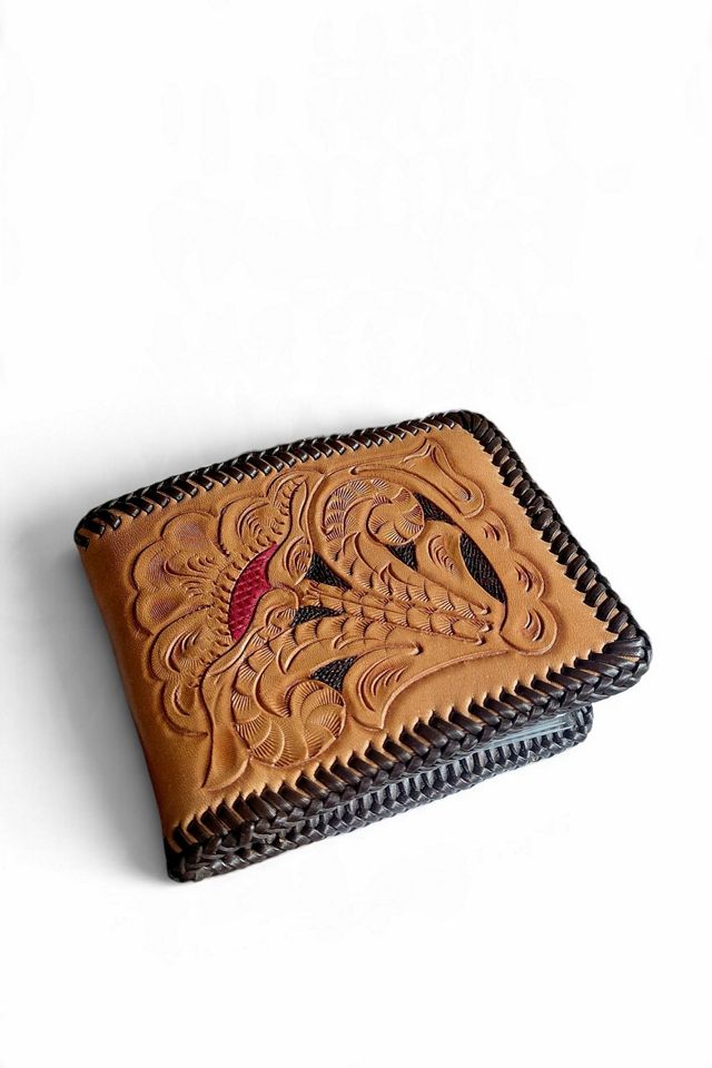 Vintage Tooled Western Leather Wallet Selected by Garbage Soup #3