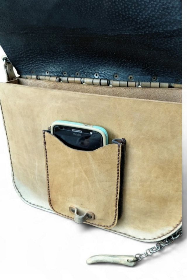 Handcrafted Hieroglyphics Leather Bag Selected by Garbage Soup #3