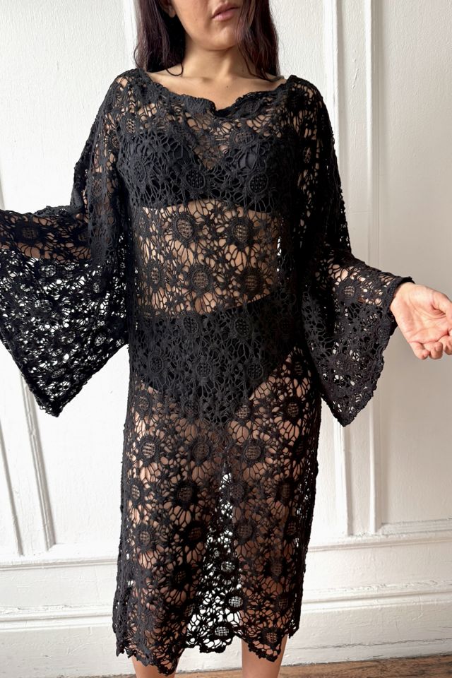 Vintage 80s Black Lace Tunic Dress Selected by MARMALADE #1