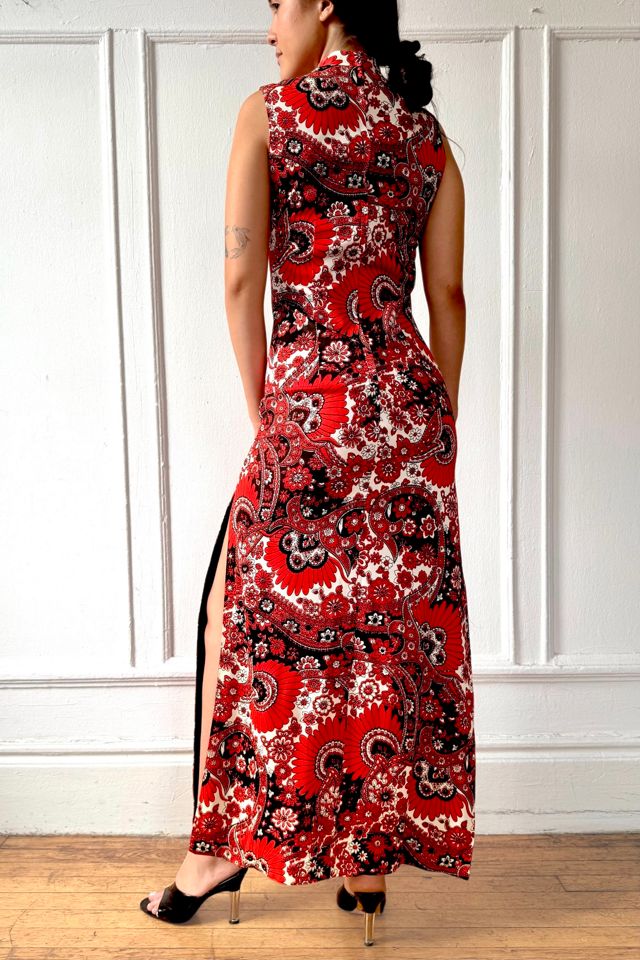 70s Cheongsam Paisley Floral Maxi Dress Selected by MARMALADE #2