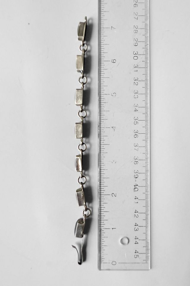 Vintage Artisan Sterling Silver Onyx Link Panel Bracelet Selected by MARMALADE #3