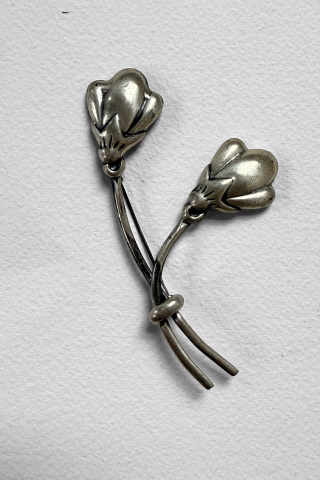 Mid Century Sterling Silver Coro Flower Buds Brooch Selected by MARMALADE #1