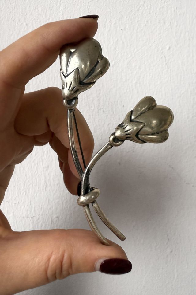 Mid Century Sterling Silver Coro Flower Buds Brooch Selected by MARMALADE #3