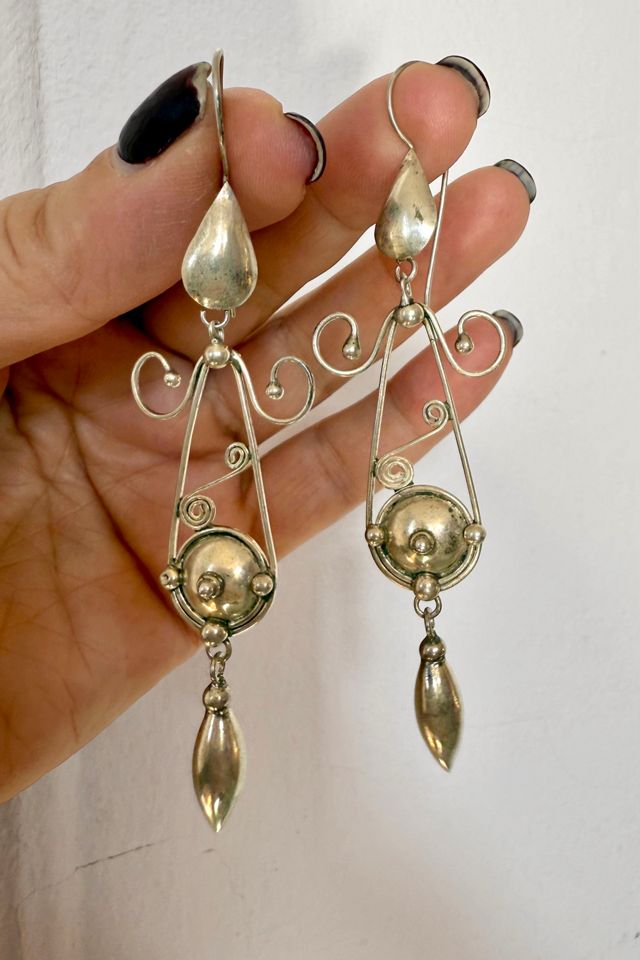 Vintage Sterling Silver Gothic Drop Earrings Selected by MARMALADE #1