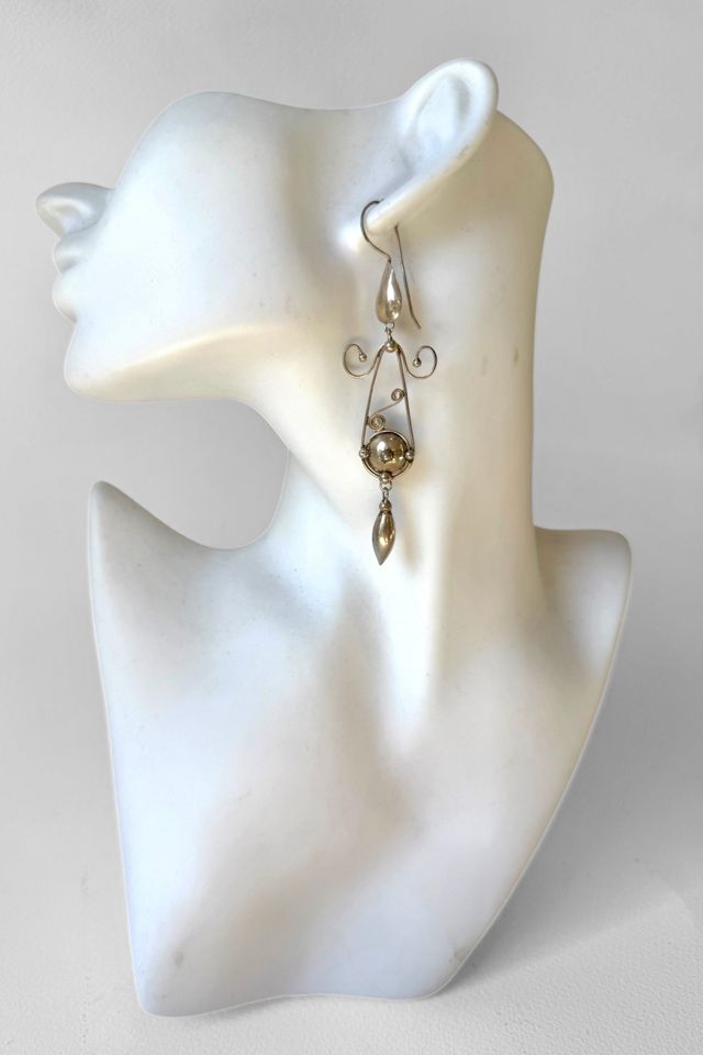 Vintage Sterling Silver Gothic Drop Earrings Selected by MARMALADE #3