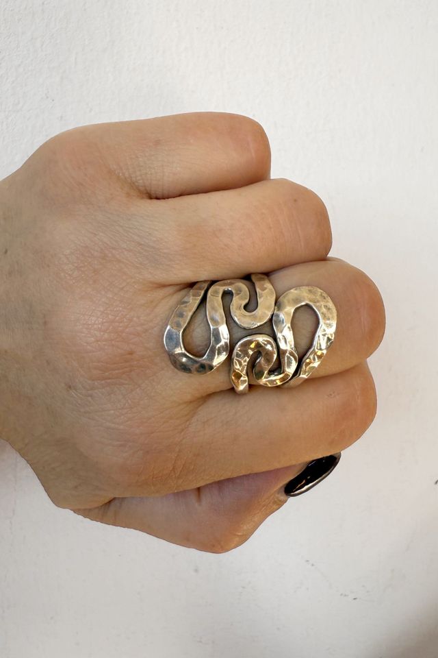 Vintage Sterling Silver Hammered Squiggle Ring Selected by MARMALADE #3