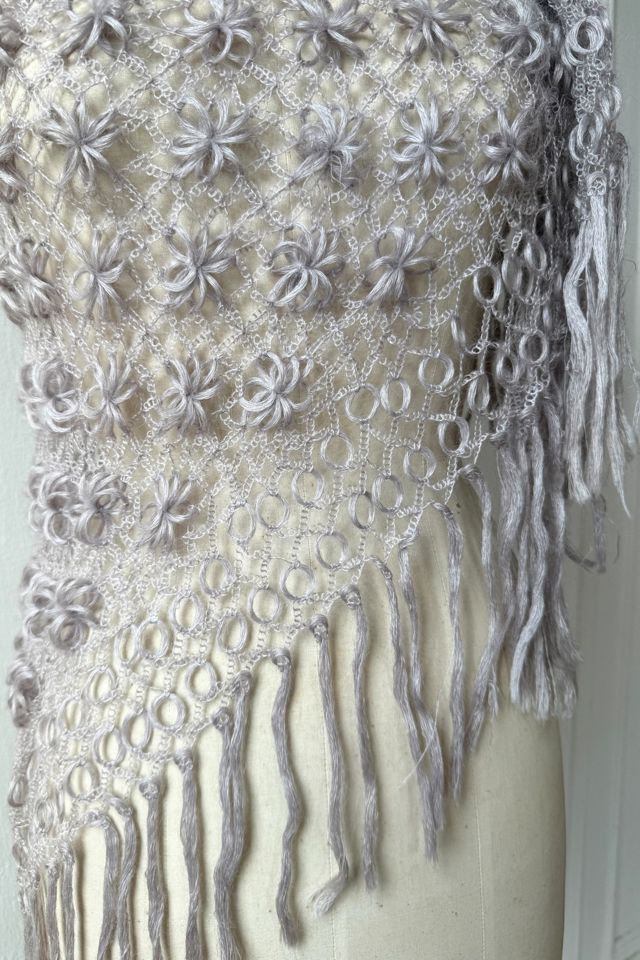 Vintage Tatted Lace Woolen Natural Fiber Shawl Selected by MARMALADE #1
