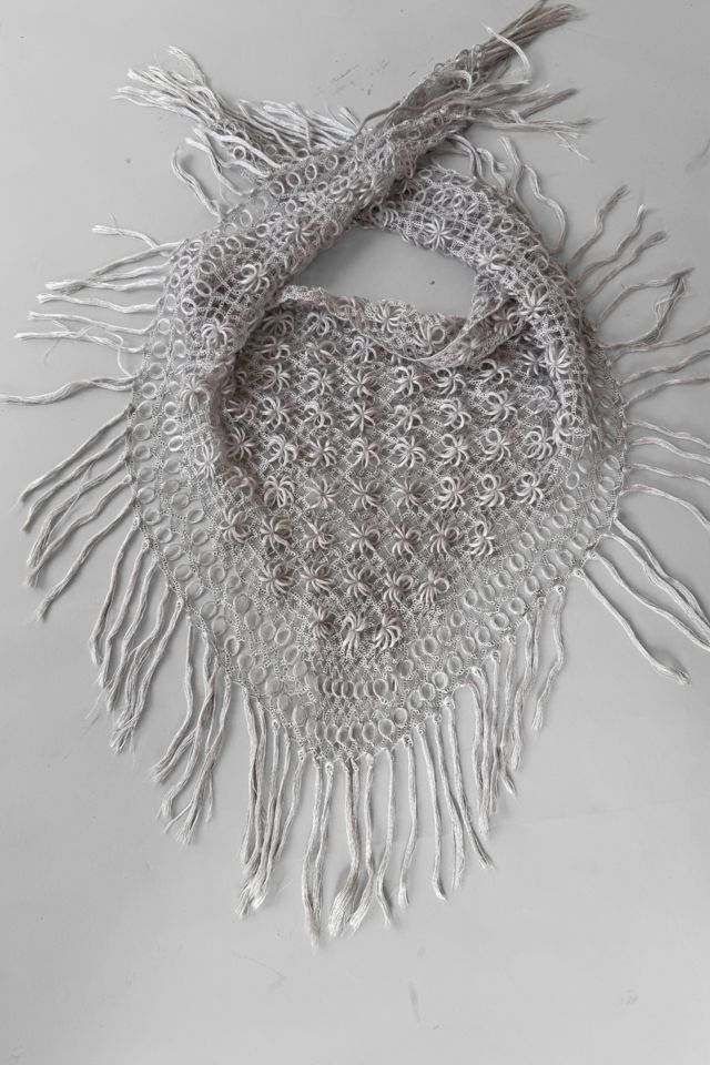 Vintage Tatted Lace Woolen Natural Fiber Shawl Selected by MARMALADE #2