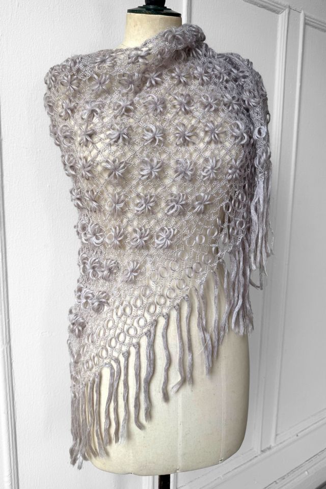 Vintage Tatted Lace Woolen Natural Fiber Shawl Selected by MARMALADE #3