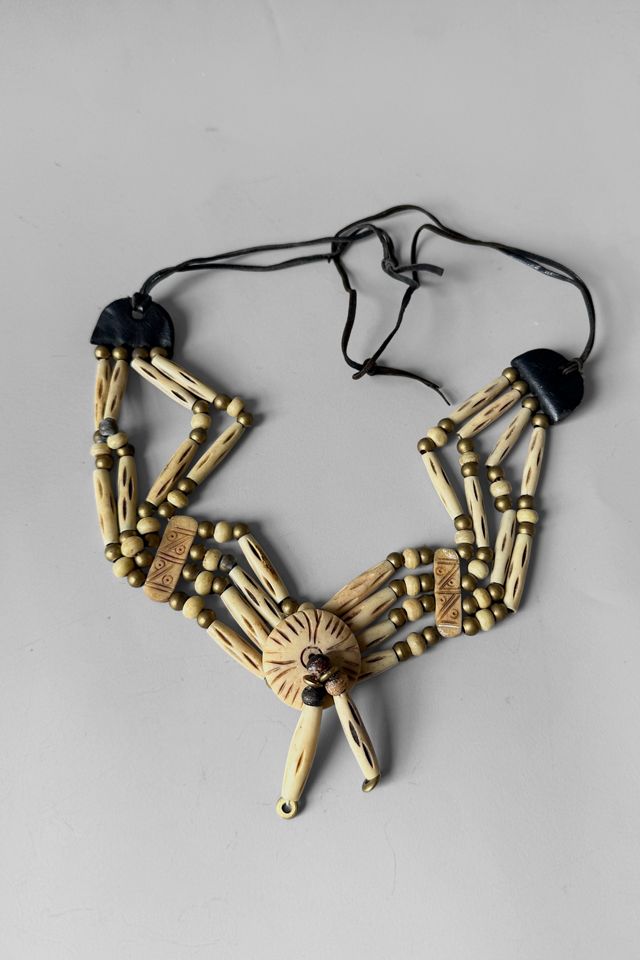 Vintage Multi-Strand Carved Bead Choker Necklace Selected by MARMALADE #3