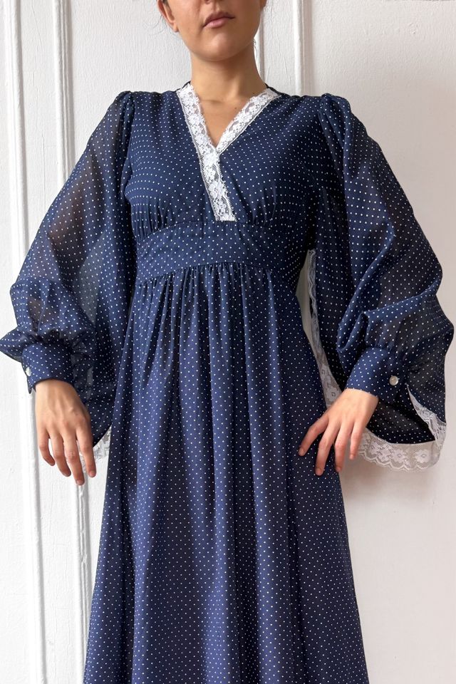 70s Angel Sleeve CottageCore Lace Trim Maxi Dress Selected by MARMALADE #1