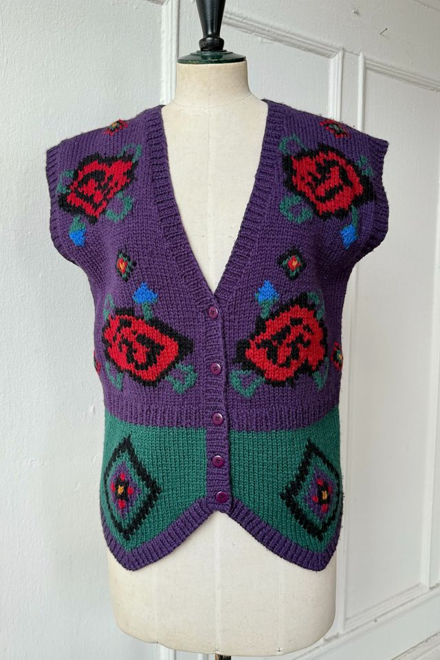 80s Vintage Rose Sweater Vest Selected by MARMALADE #1
