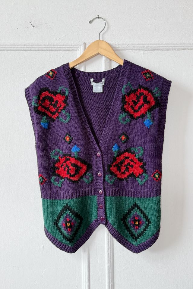 80s Vintage Rose Sweater Vest Selected by MARMALADE #3